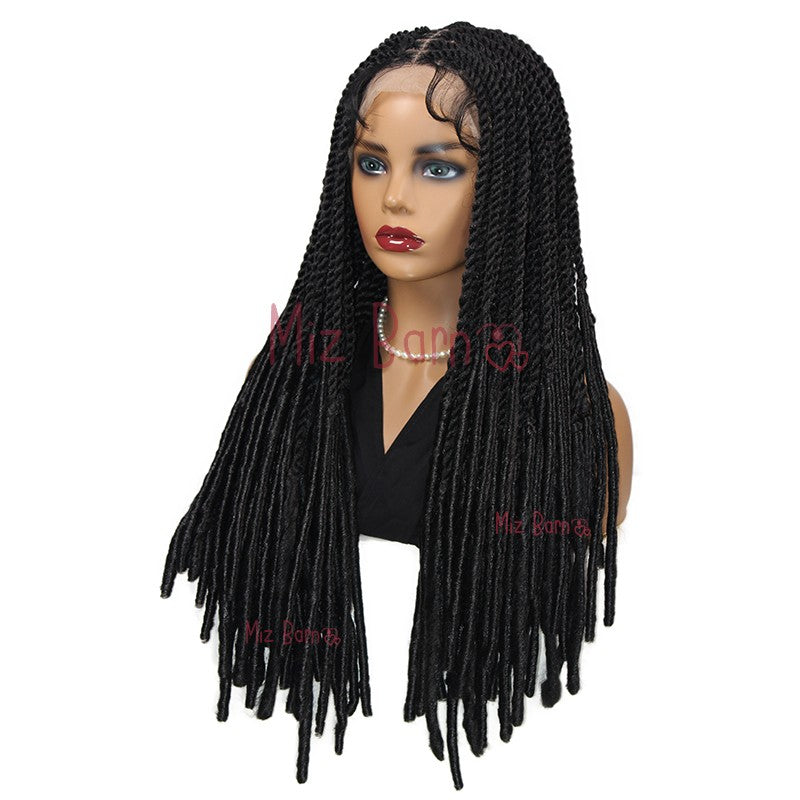 24Inch Braided Wigs Synthetic Wigs 360 Full Lace Front Wigs