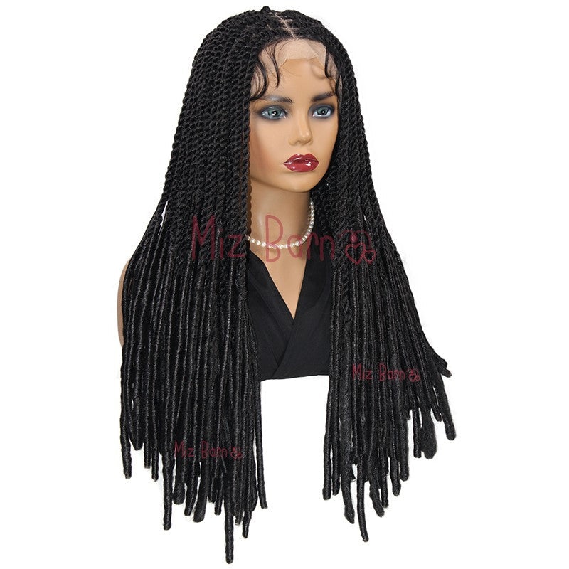 24Inch Braided Wigs Synthetic Wigs 360 Full Lace Front Wigs