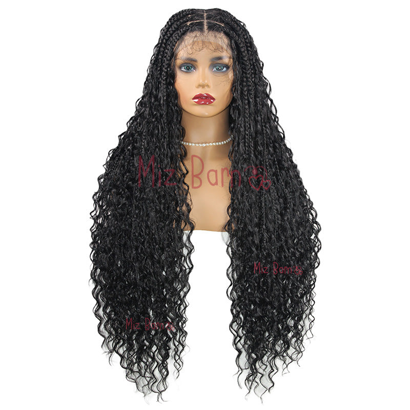 32" Synthetic Wigs Hair Extensions For Braids Box Knotless Full Lace Boho With Curly Ends