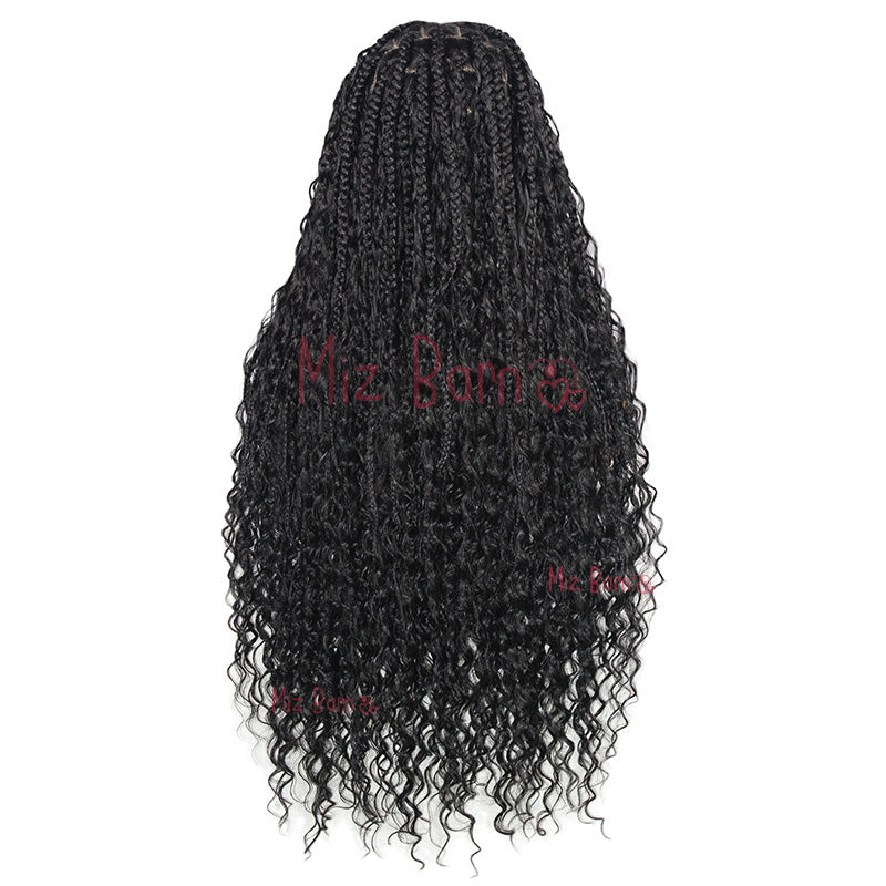 32" Synthetic Wigs Hair Extensions For Braids Box Knotless Full Lace Boho With Curly Ends