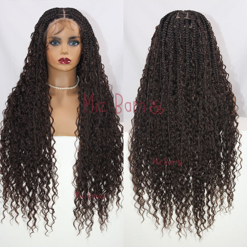 32" Synthetic Wigs Hair Extensions For Braids Box Knotless Full Lace Boho With Curly Ends