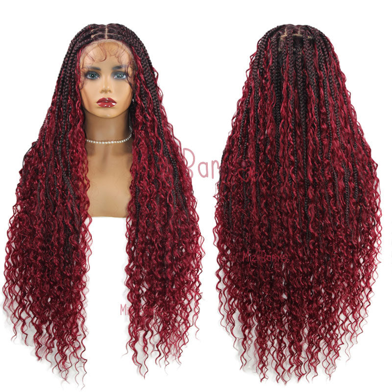 32" Synthetic Wigs Hair Extensions For Braids Box Knotless Full Lace Boho With Curly Ends