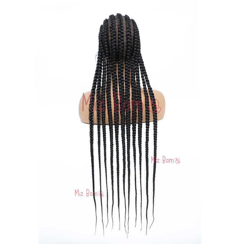 36" Braided Wigs for Black Women Full Lace Synthetic Wigs with Baby Hair (36 Inch, T1B)