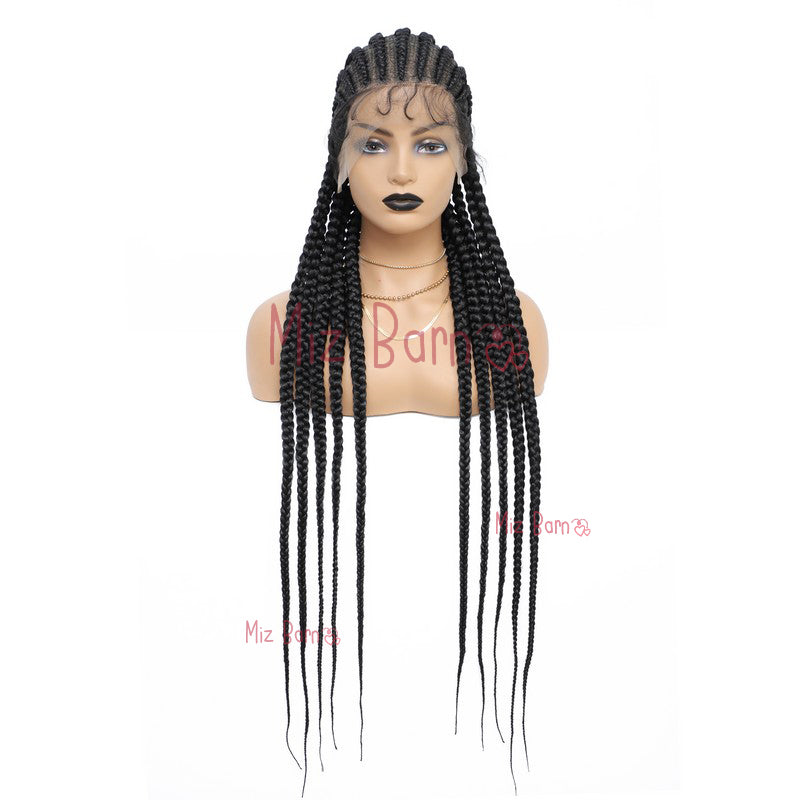 36" Braided Wigs for Black Women Full Lace Synthetic Wigs with Baby Hair (36 Inch, T1B)