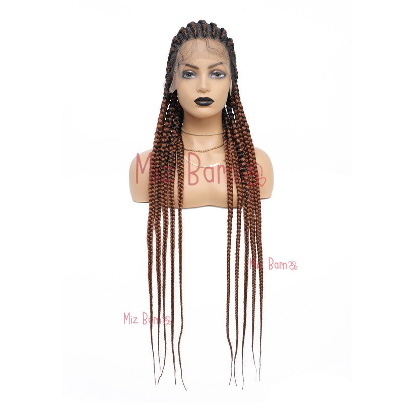 36" Braided Wigs for Black Women Full Lace Synthetic Wigs with Baby Hair (36 Inch, T1B)