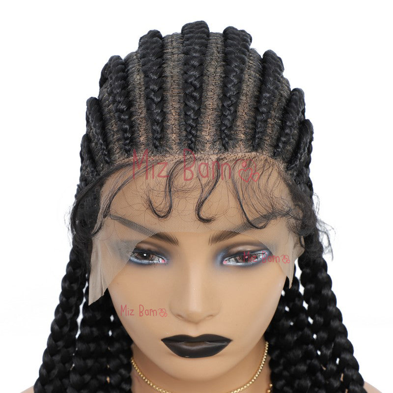 36" Braided Wigs for Black Women Full Lace Synthetic Wigs with Baby Hair (36 Inch, T1B)