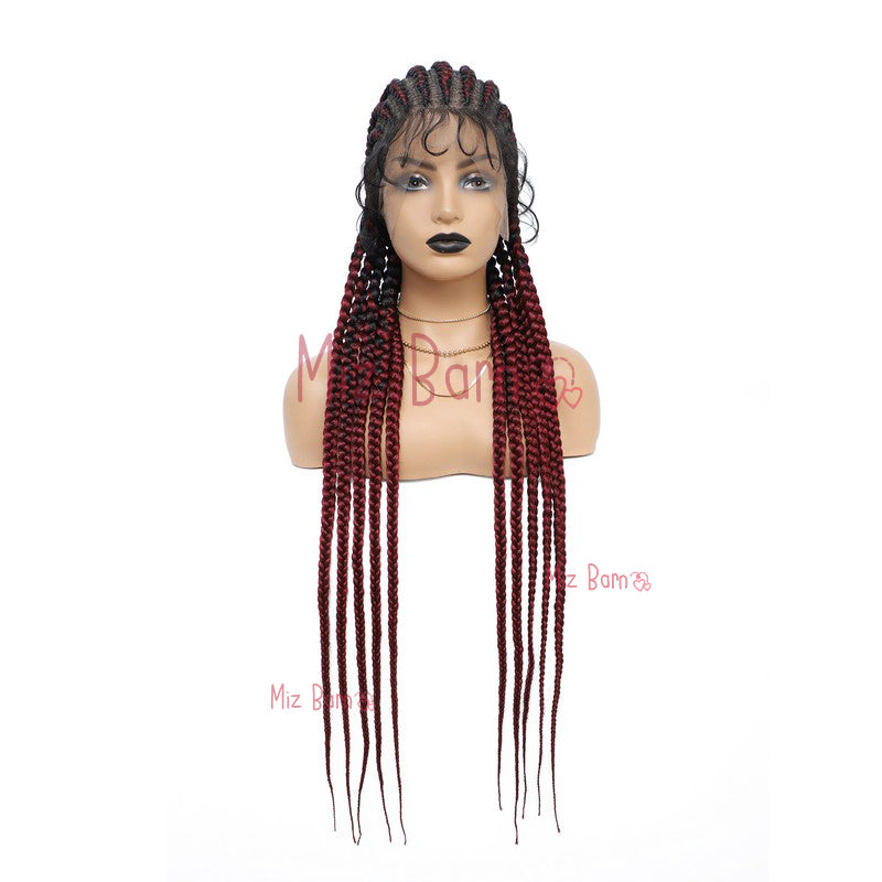 36" Braided Wigs for Black Women Full Lace Synthetic Wigs with Baby Hair (36 Inch, T1B)