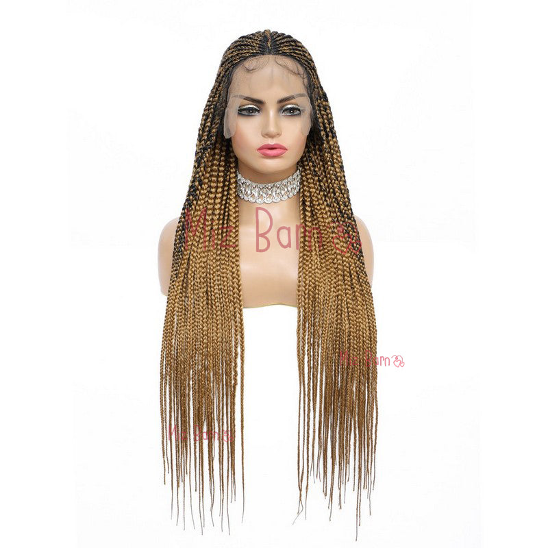 36" Braided Wigs for Black Women Box Braids Straight Synthetic Wigs with Baby Hair (36 Inch, T1B)