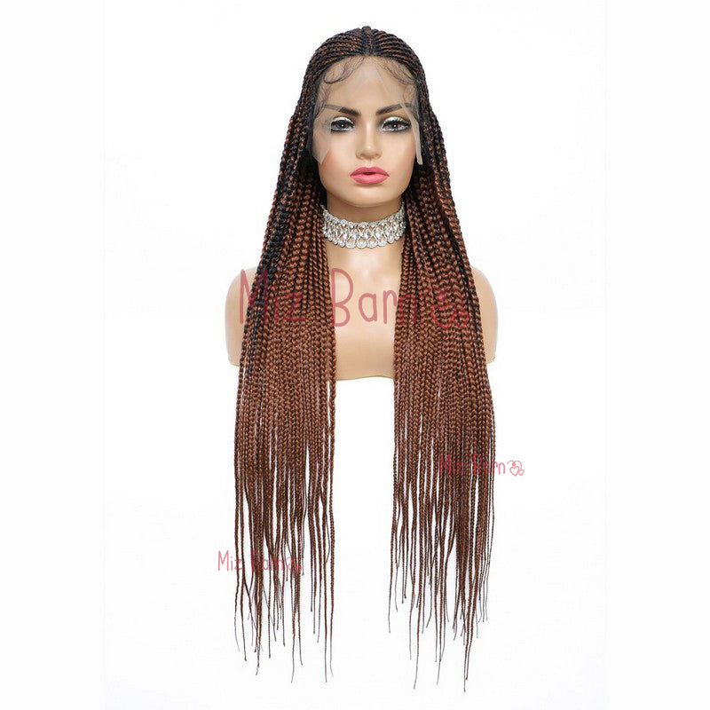 36" Braided Wigs for Black Women Box Braids Straight Synthetic Wigs with Baby Hair (36 Inch, T1B)