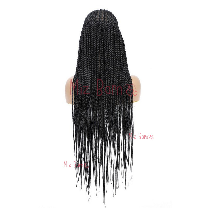36" Braided Wigs for Black Women Box Braids Straight Synthetic Wigs with Baby Hair (36 Inch, T1B)