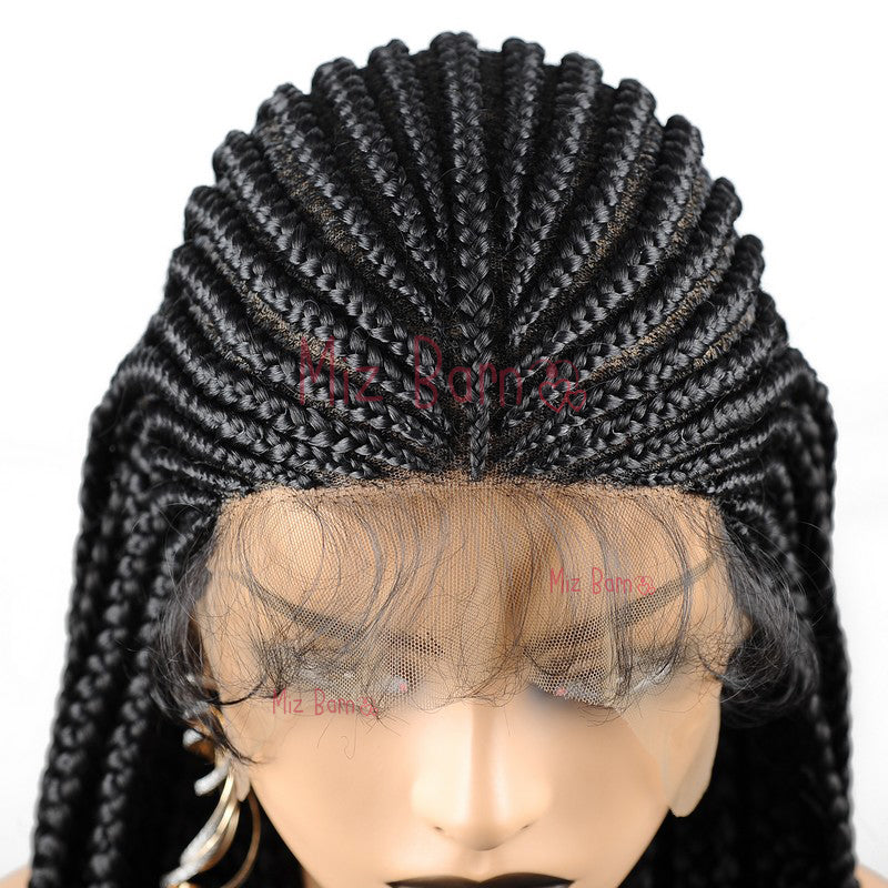36" Braided Wigs for Black Women Box Braids Straight Synthetic Wigs with Baby Hair (36 Inch, T1B)