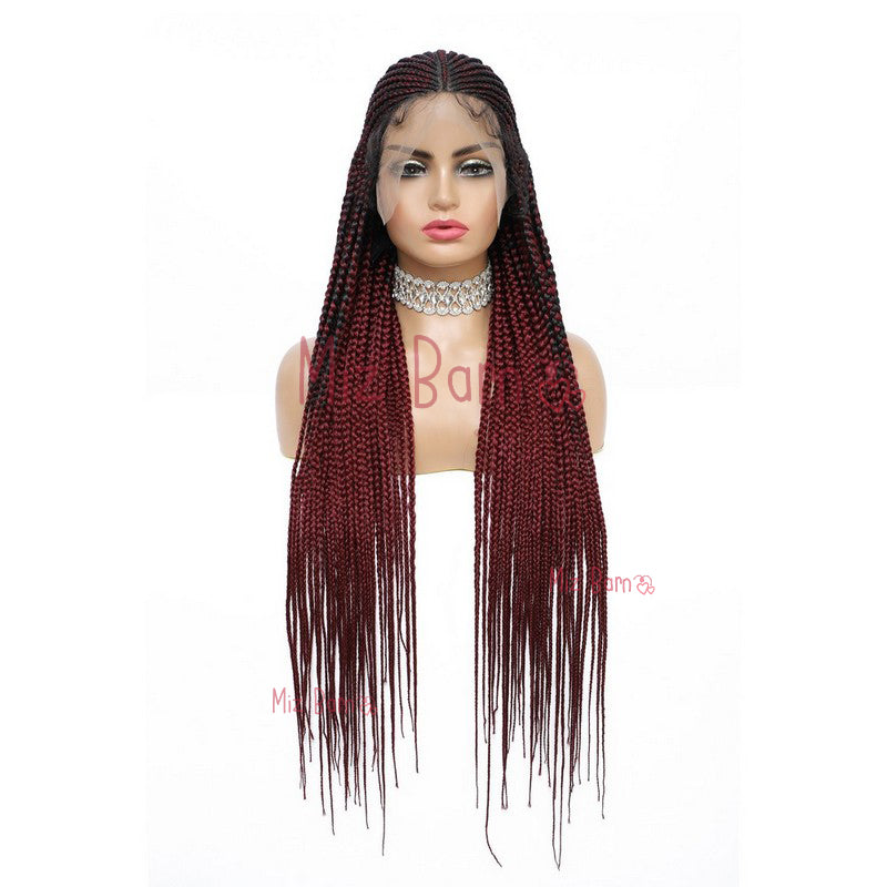 36" Braided Wigs for Black Women Box Braids Straight Synthetic Wigs with Baby Hair (36 Inch, T1B)
