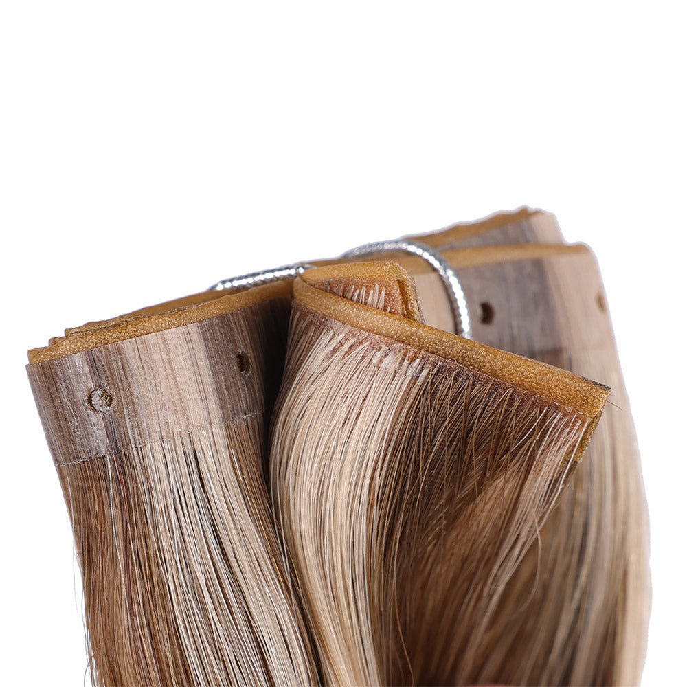 Dark Brown Honey Blonde(#P6/22)Butterfly Weft Sew In Hair Extensions