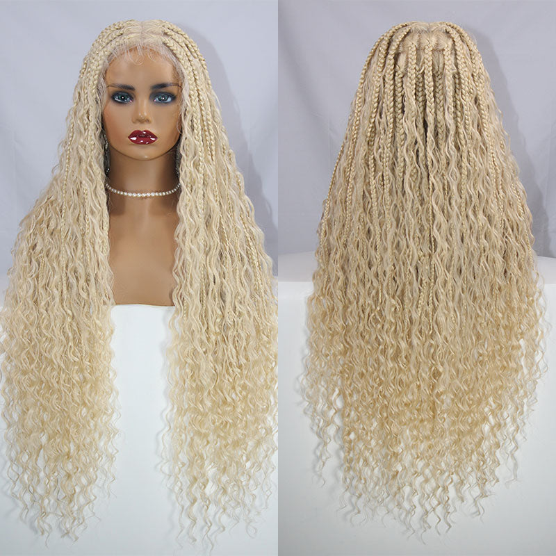 32" Synthetic Wigs Hair Extensions For Braids Box Knotless Full Lace Boho With Curly Ends