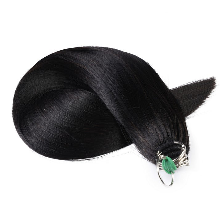 Natural Black Nano Ring Tip Human Hair Extensions-22Inch