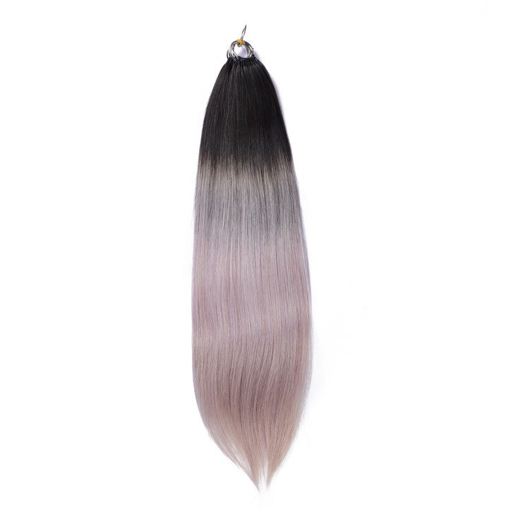 Black Mix Gray Nano Ring Tip Human Hair Extensions-22Inch