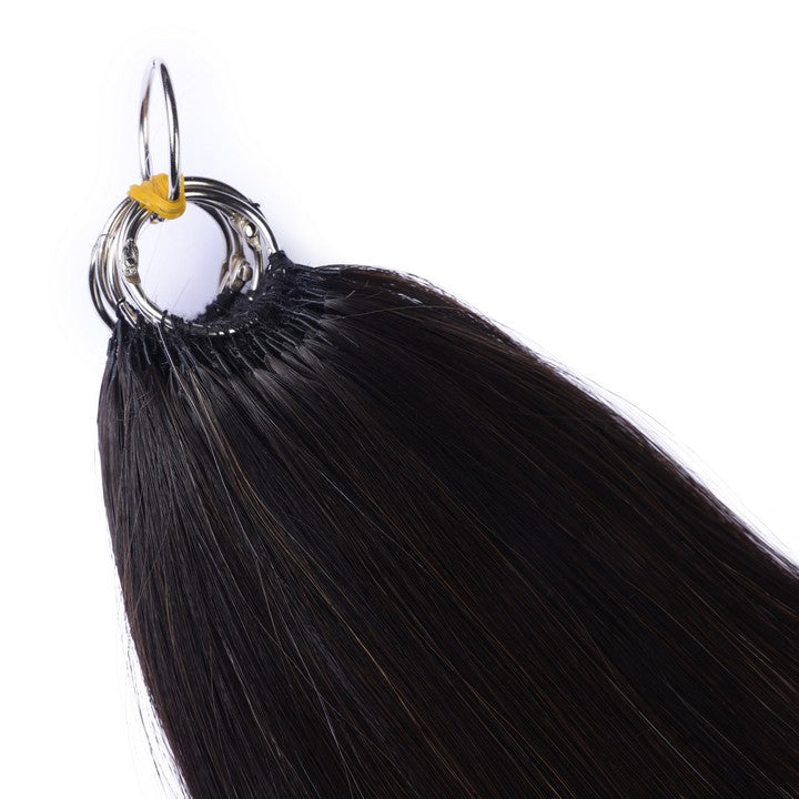 Black Mix Gray Nano Ring Tip Human Hair Extensions-22Inch