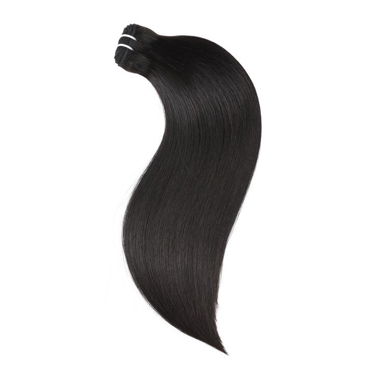 Natural Black Double Weft Sew In Hair Extensions-16Inch