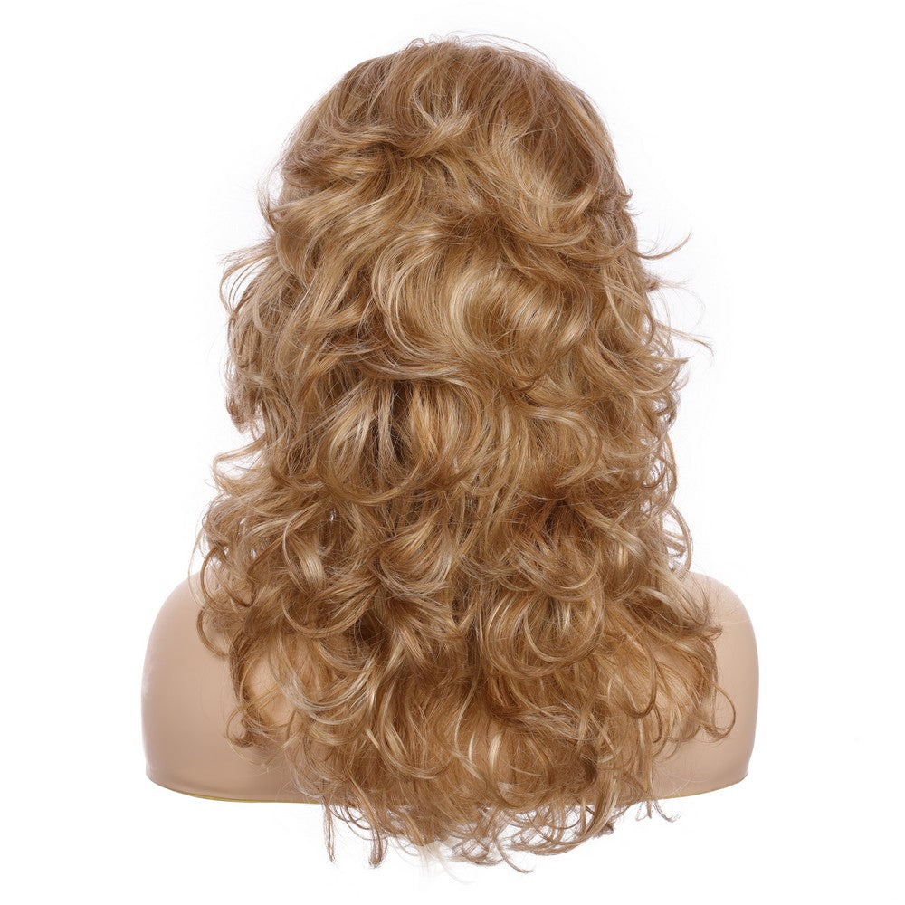 Synthetic Curly Hair With Bang Wig-Honey Blonde