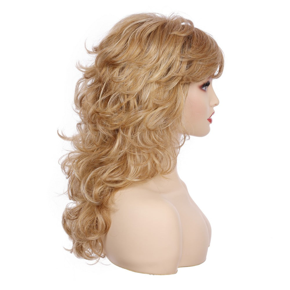 Synthetic Curly Hair With Bang Wig-Honey Blonde