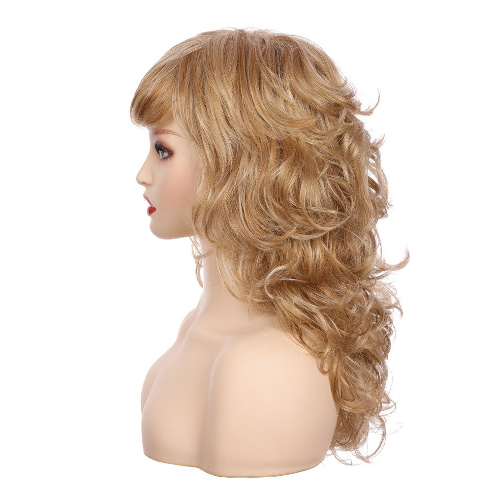 Synthetic Curly Hair With Bang Wig-Honey Blonde
