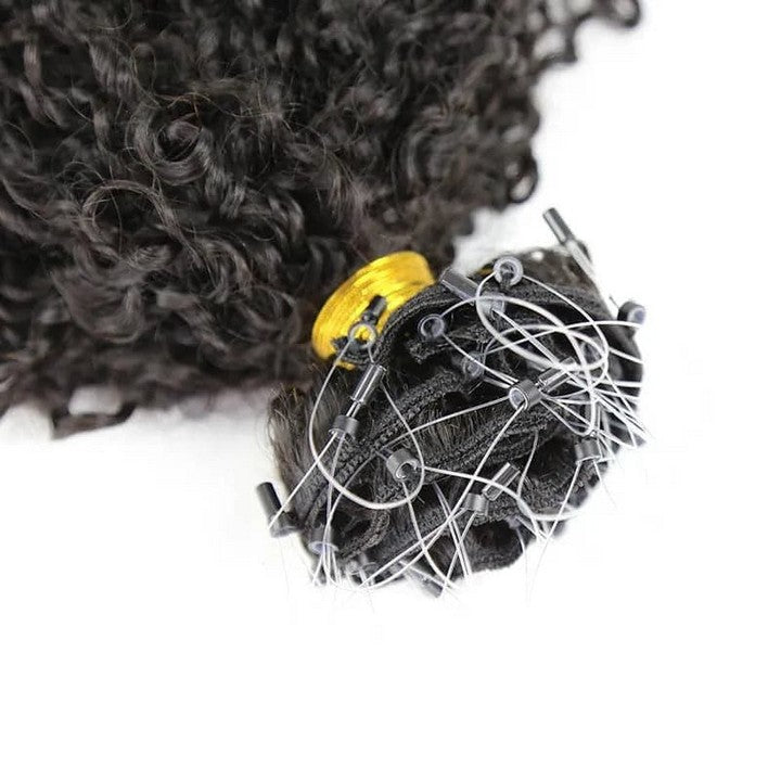 Kinky Curly Multi-Textured Pre-looped Microlink Weft Hair Extensions