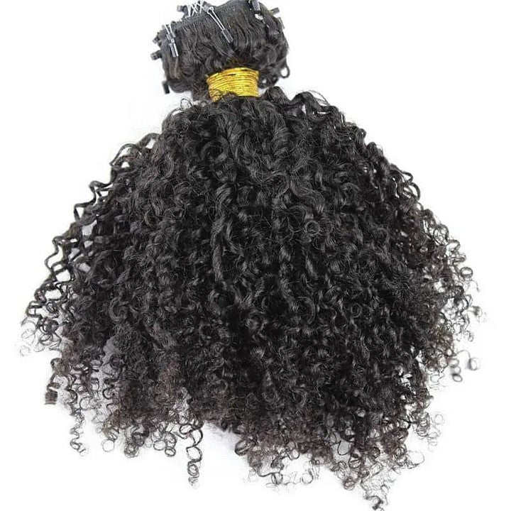 Kinky Curly Multi-Textured Pre-looped Microlink Weft Hair Extensions