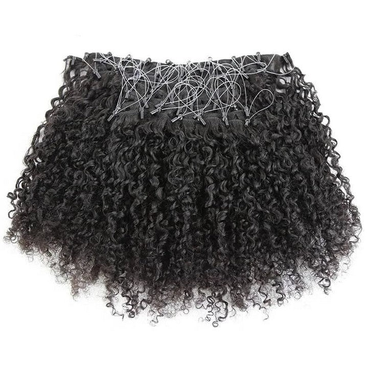 Kinky Curly Multi-Textured Pre-looped Microlink Weft Hair Extensions