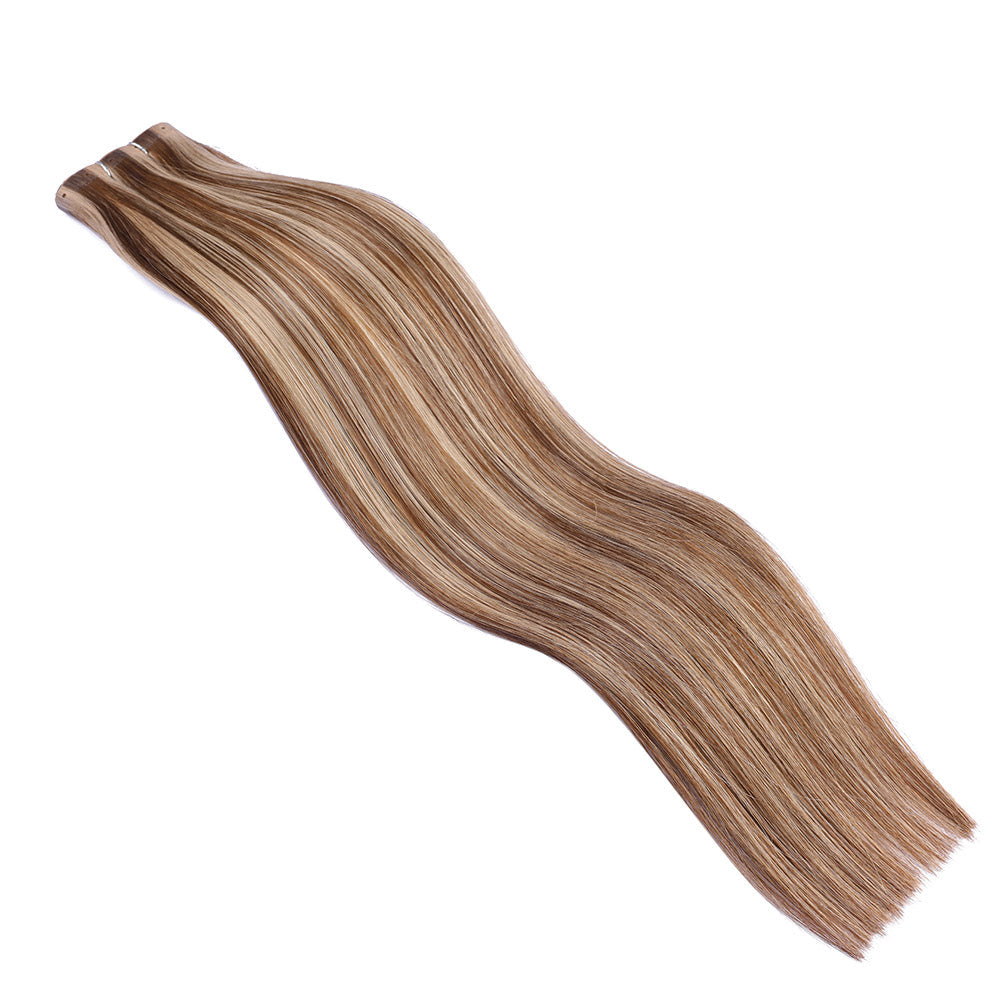 Dark Brown Honey Blonde（#P6/22）Butterfly Weft Sew In Hair Extensions