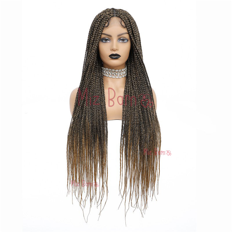 36" Braided Wigs Full Lace Box Braids Synthetic Wigs with Baby Hair (36 Inch, 1B)