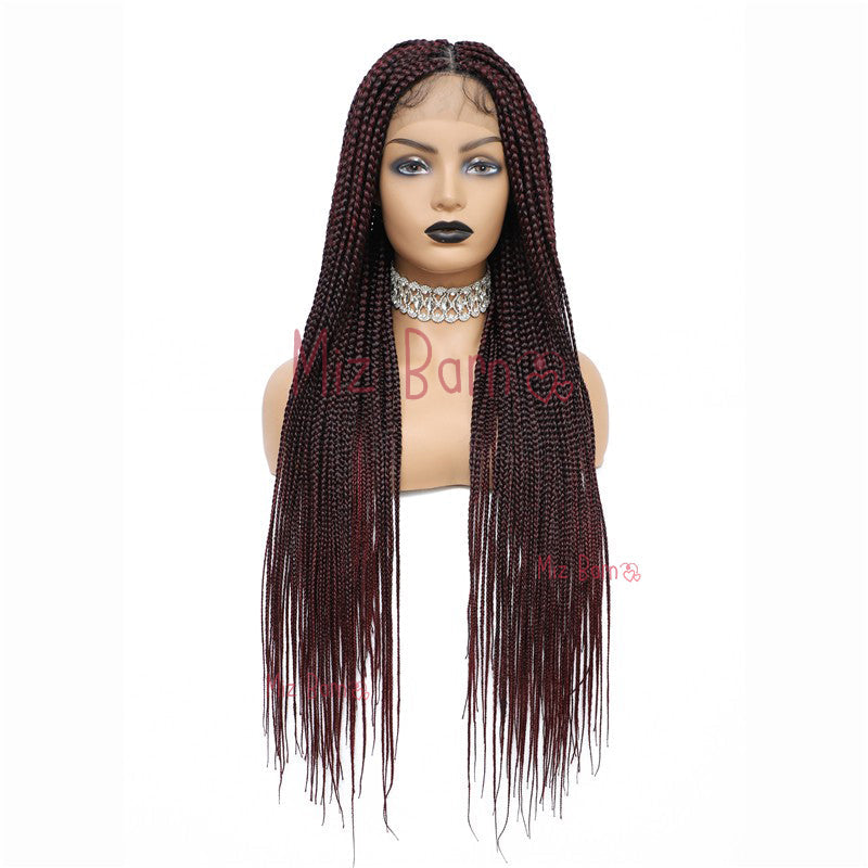 36" Braided Wigs Full Lace Box Braids Synthetic Wigs with Baby Hair (36 Inch, 1B)