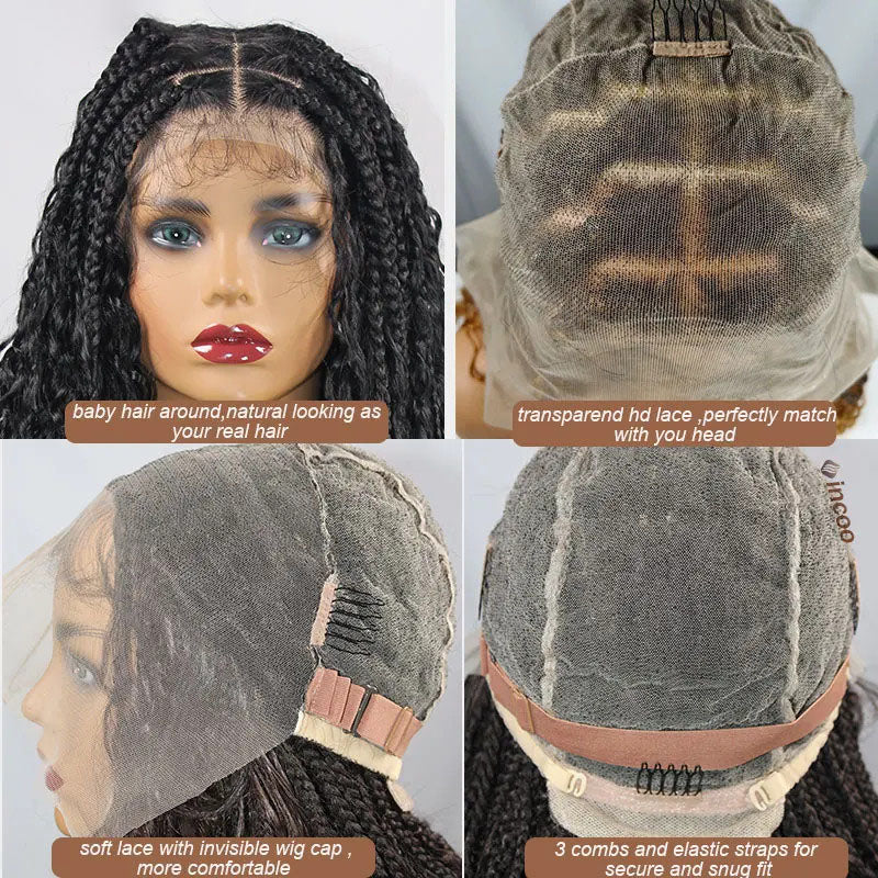 32" Synthetic Wigs Hair Extensions For Braids Box Knotless Full Lace Boho With Curly Ends