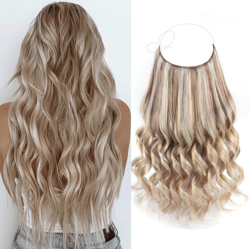 Beige Blonde Balayage(#P8/60) Halo Hair Extensions Highlights