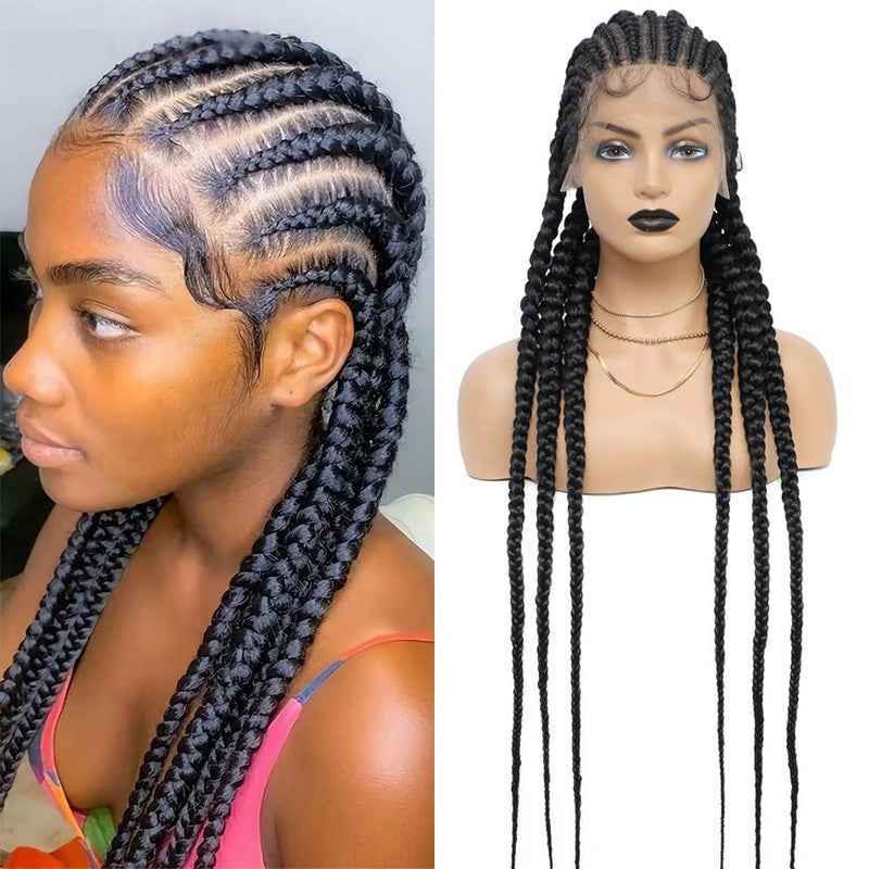 Jumbo Braided Wigs for Black Women Double Full Lace Knotless Braids Wig with Baby Hair