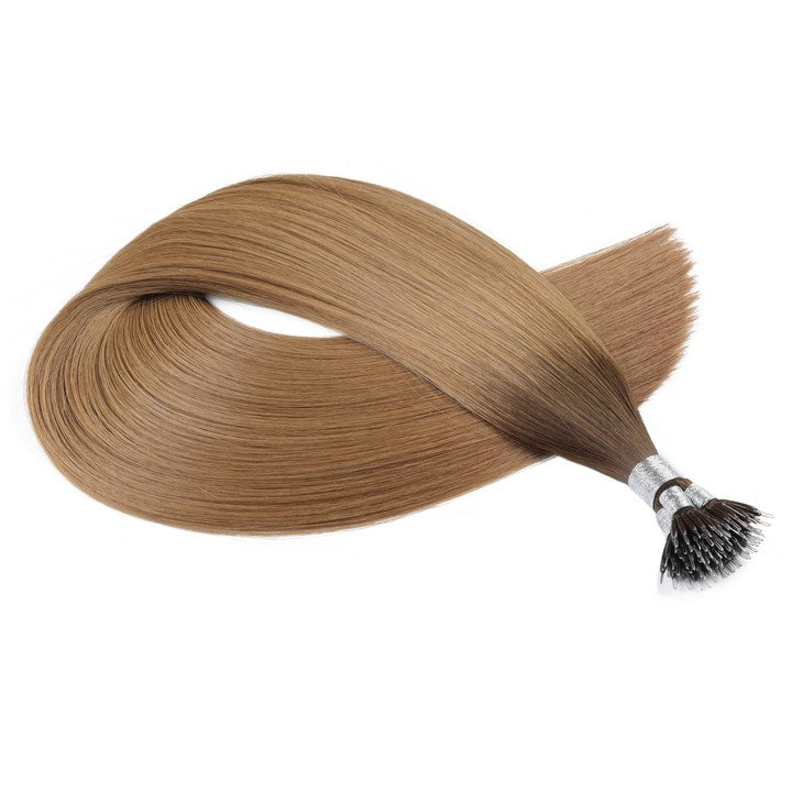 Toffee Lightest Brown Nano Ring Tip Human Hair Extensions-22Inch