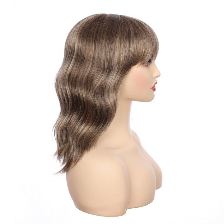 Deep Wave Synthetic Wig With Bang-Dark Brown