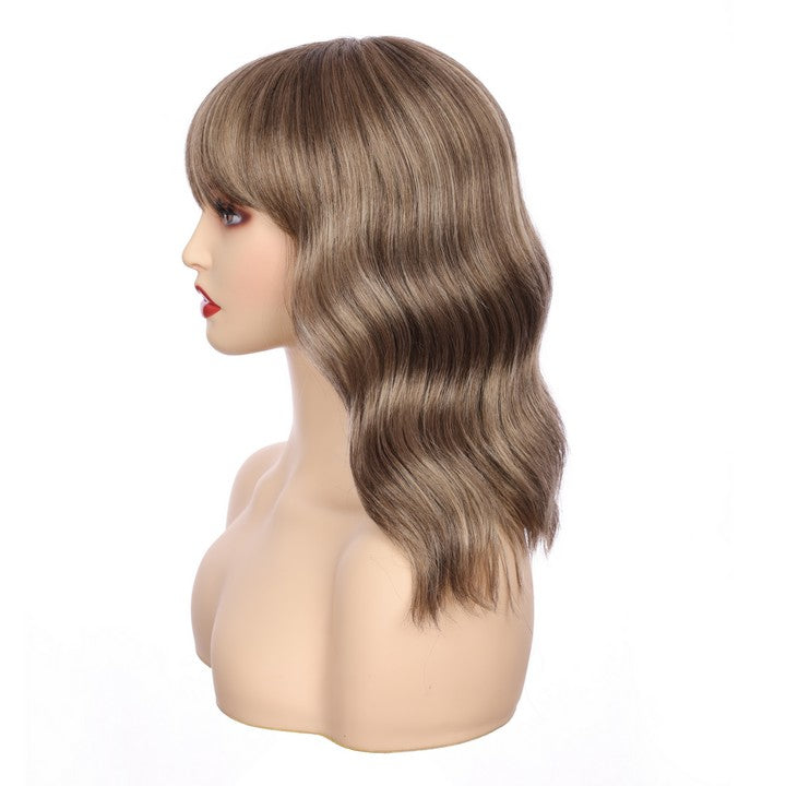 Deep Wave Synthetic Wig With Bang-Dark Brown