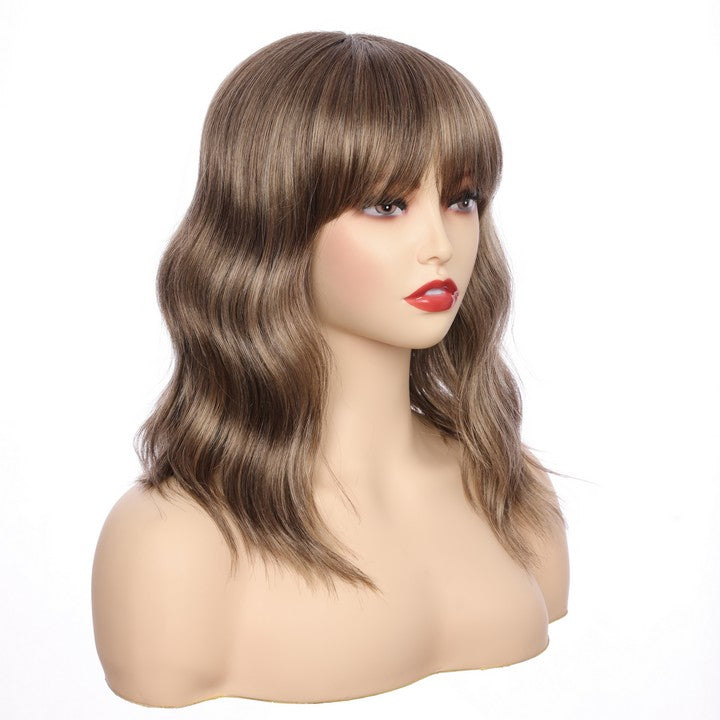 Deep Wave Synthetic Wig With Bang-Dark Brown