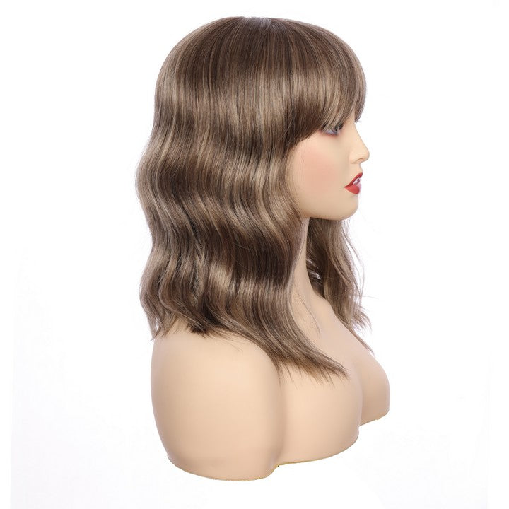 Deep Wave Synthetic Wig With Bang-Dark Brown