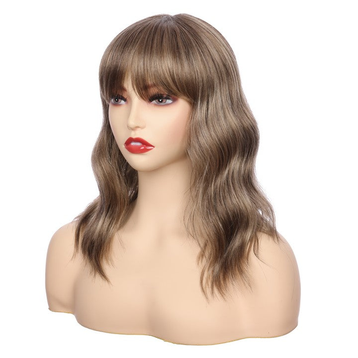 Deep Wave Synthetic Wig With Bang-Dark Brown