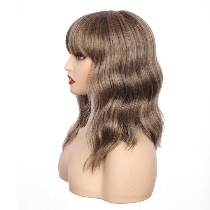 Deep Wave Synthetic Wig With Bang-Dark Brown