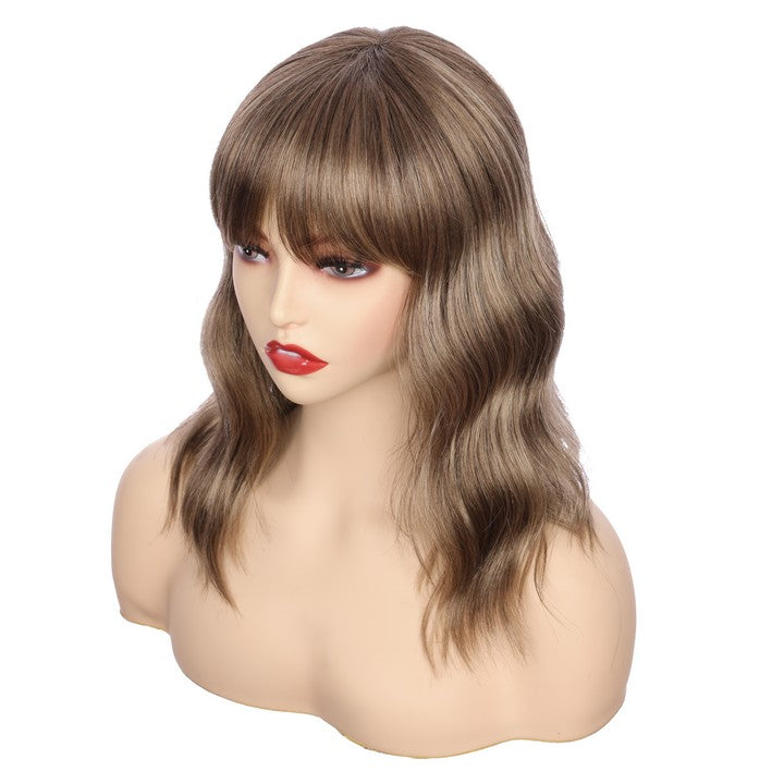 Deep Wave Synthetic Wig With Bang-Dark Brown