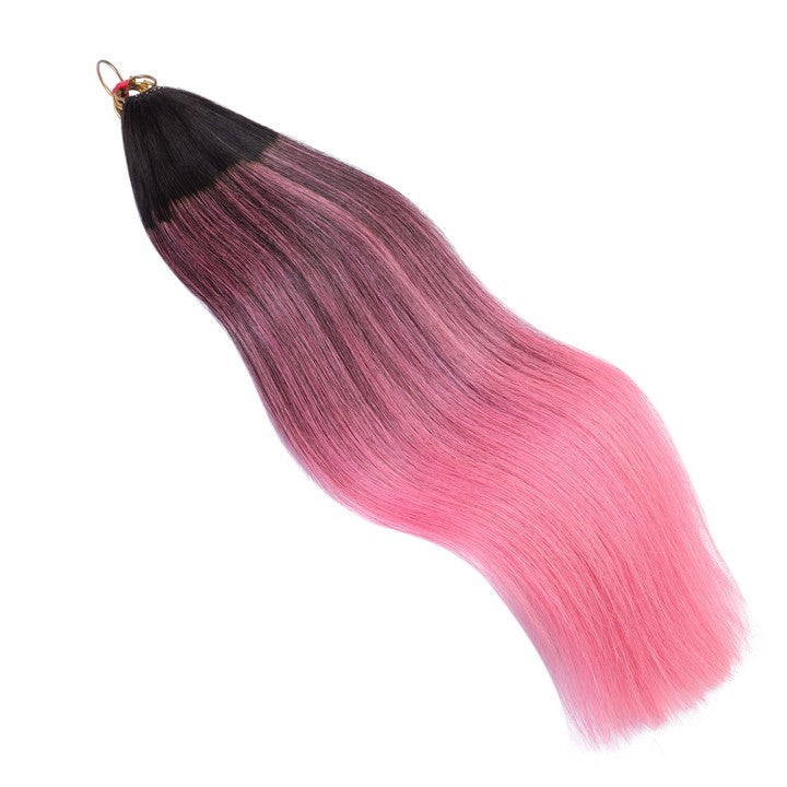 Black Mix Pink Nano Ring Tip Human Hair Extensions-22Inch