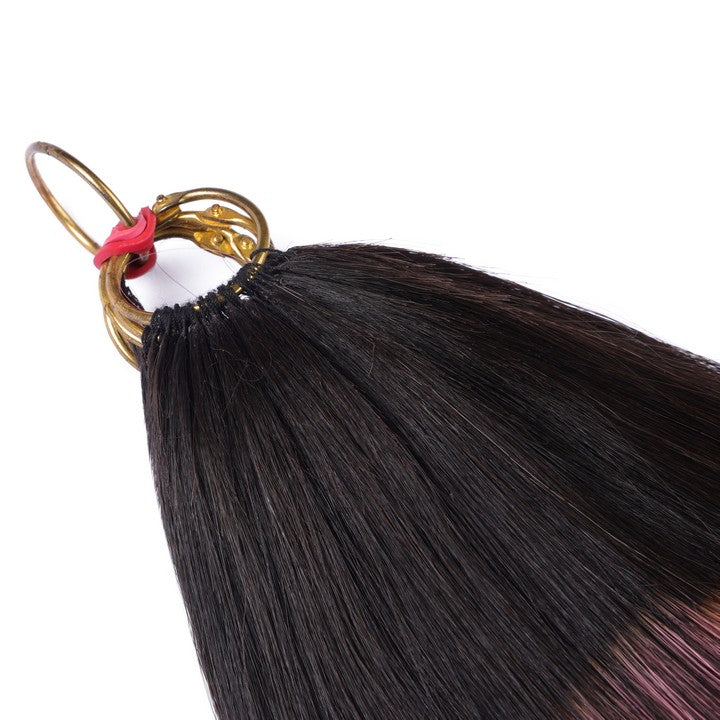 Black Mix Pink Nano Ring Tip Human Hair Extensions-22Inch