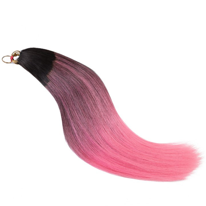 Black Mix Pink Nano Ring Tip Human Hair Extensions-22Inch