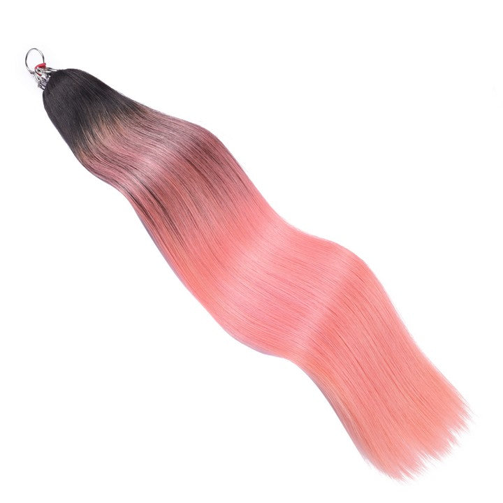 Black Mix Pink Nano Ring Tip Human Hair Extensions-22Inch