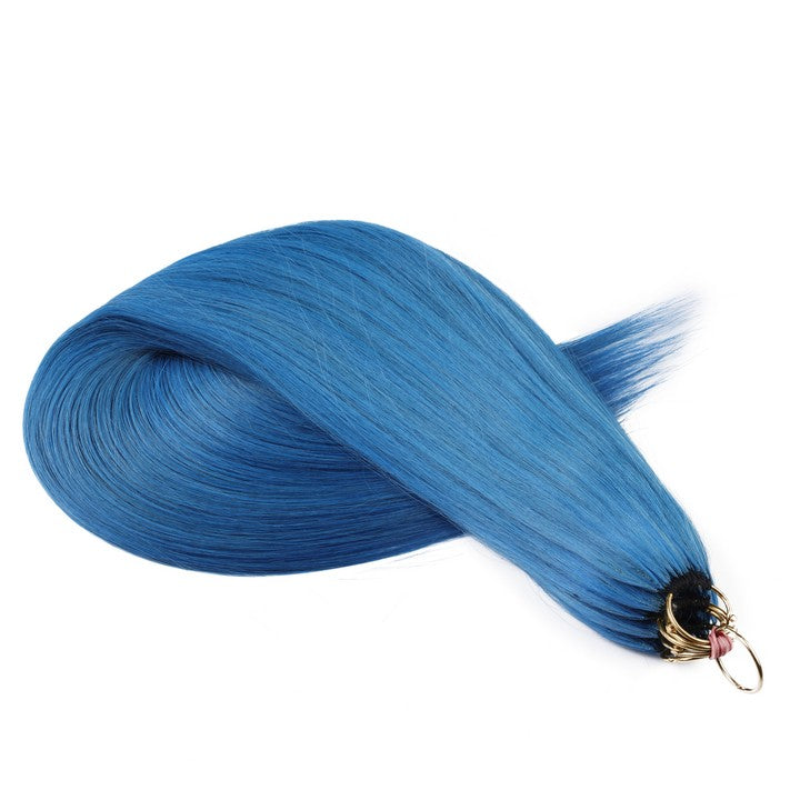 Blue Nano Ring Tip Human Hair Extensions-22Inch