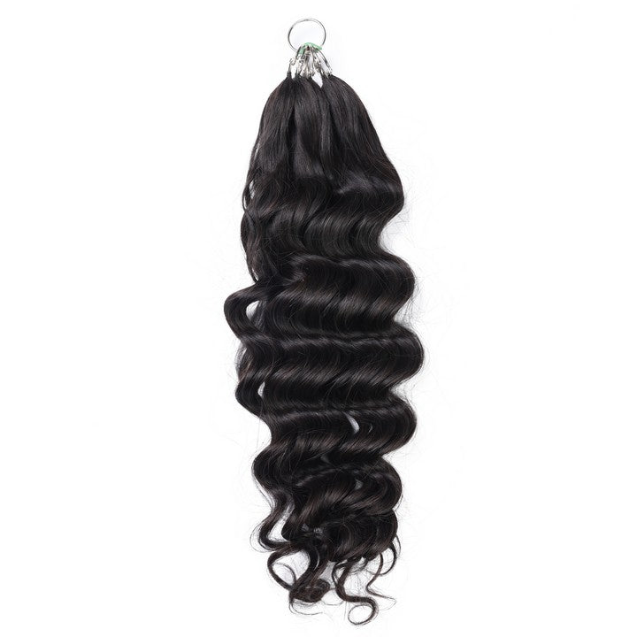 Natural Black Nano Ring Tip Human Hair Extensions-22Inch