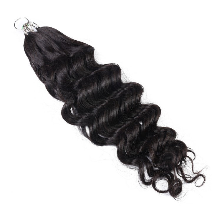 Natural Black Nano Ring Tip Human Hair Extensions-22Inch