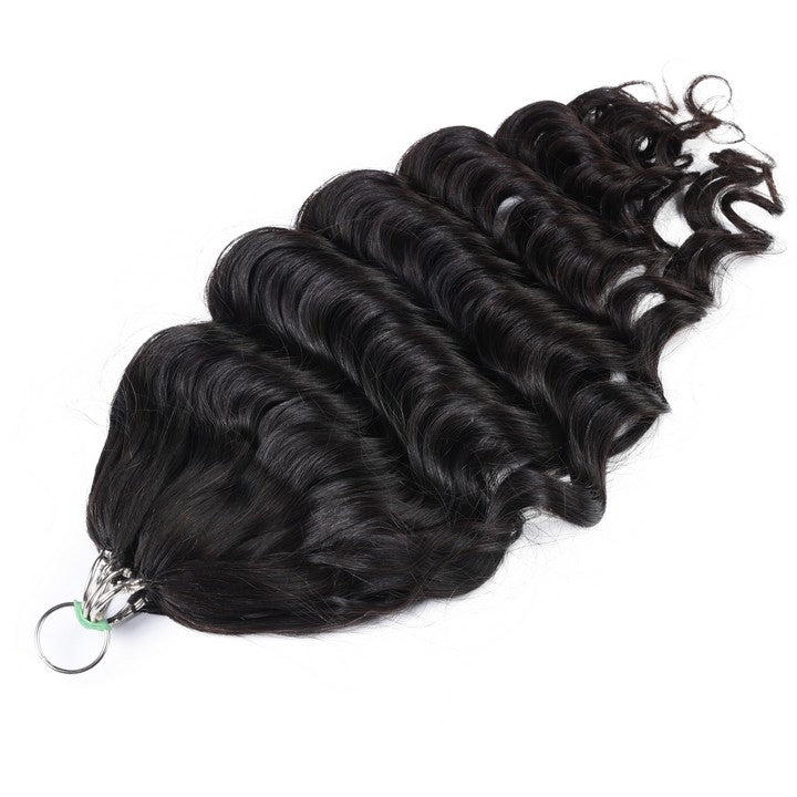 Natural Black Nano Ring Tip Human Hair Extensions-22Inch